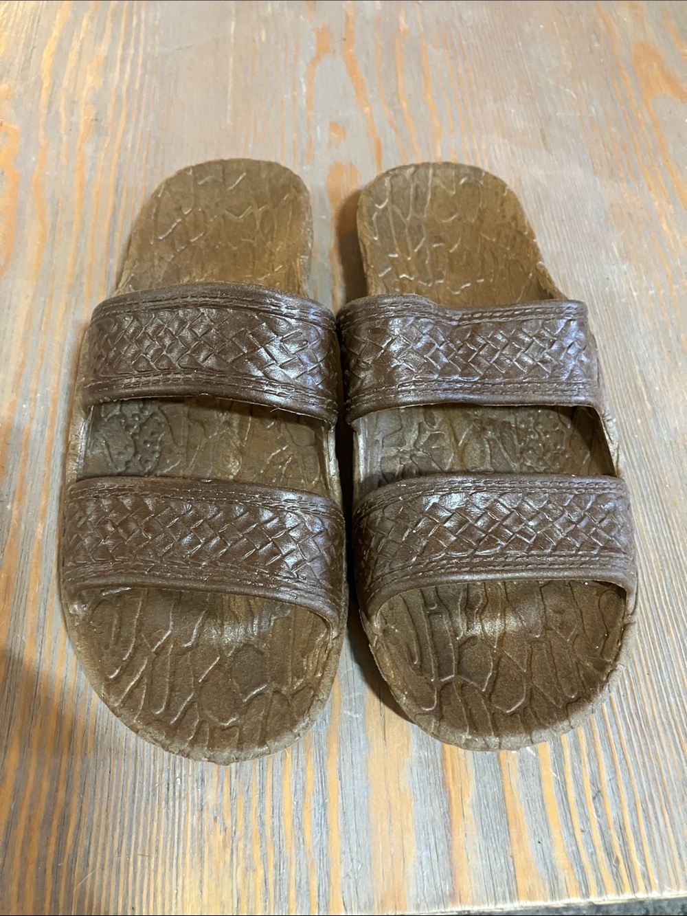 Pali Hawaii Boys Brown Double-Strap Slide Sandals